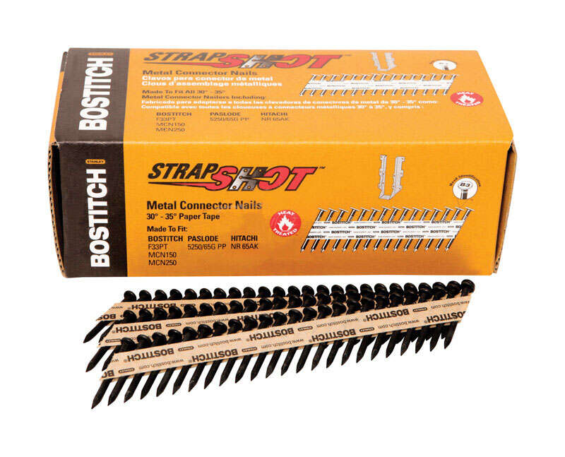 Bostitch StrapShot 1-1/2 in. 11 Ga. Straight Strip Metal Connector (Joist) Nails 35 deg Smooth Shank 1000 pk
